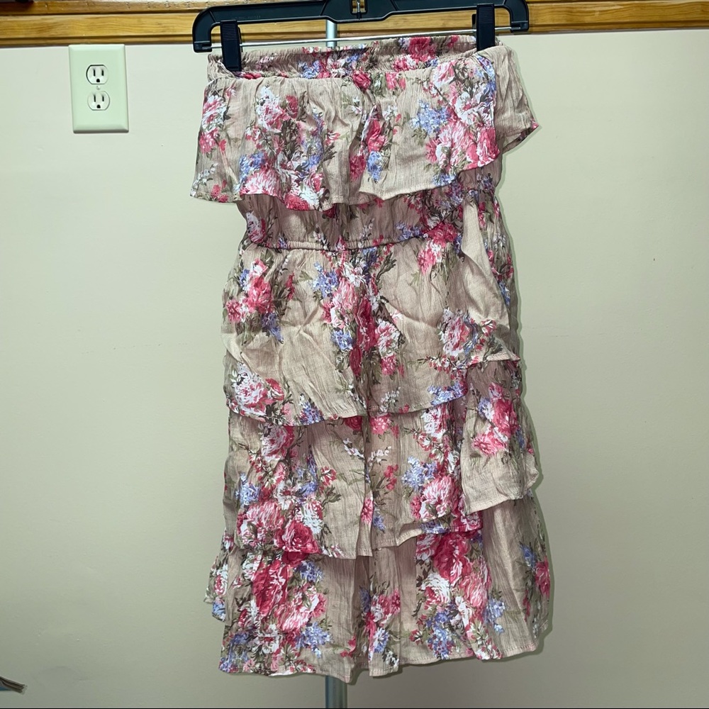 Strapless Floral Dress